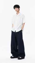 Unisex Striped Oversized Shirt 🤍 Korean Clean Fit Casual Shirt | Minimal Everyday Essential - Image 3
