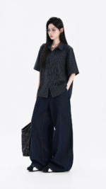 Unisex Striped Oversized Shirt 🤍 Korean Clean Fit Casual Shirt | Minimal Everyday Essential - Image 2