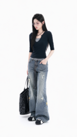Unisex Vintage Wash Baggy Jeans 👖 Oversized Wide Leg Denim Pants | Y2K Casual Streetwear