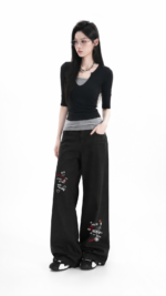 Unisex Graffiti Wide Leg Pants 🎨 Oversized Streetwear Trousers | Y2K Casual Baggy Pants - Image 3
