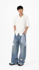 Unisex Cartoon Patch Baggy Jeans ⭐ Oversized Wide Leg Denim Pants | Y2K Cute Streetwear - Image 2