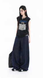 Unisex Quirky Cat-Print Sleeveless T-Shirt | American Street-Style Loose Top   Unisex Vintage Graphic Tank Top | Trendy Oversized Sleeveless T-Shirt - Image 2