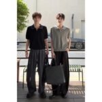 Korean Textured Knit Polo Shirt 🤍 Oversized Short Sleeve | Minimalist Summer Casual Top for Men & Women - Image 8