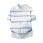 Korean Textured Knit Polo Shirt 🤍 Oversized Short Sleeve | Minimalist Summer Casual Top for Men & Wome - Image 9