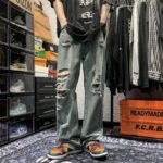 Y2K Distressed Wide-Leg Jeans 🩶 Vintage-Wash Baggy Trousers | Korean Streetwear Style (Unisex) - Image 7