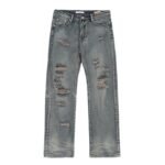 Y2K Distressed Wide-Leg Jeans 🩶 Vintage-Wash Baggy Trousers | Korean Streetwear Style (Unisex) - Image 5