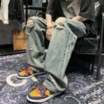 Y2K Distressed Wide-Leg Jeans 🩶 Vintage-Wash Baggy Trousers | Korean Streetwear Style (Unisex) - Image 4