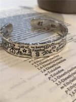 Y2K Graffiti Open Cuff Bracelet Unisex Vintage Hip Hop Street Style Adjustable Silver Bangle Love Freedom Wrist Jewelry - Image 7