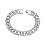 Silver Iced Out Cuban Chain Bracelet Unisex Hip Hop Jewelry - Image 2