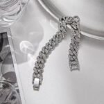 Silver Iced Out Cuban Chain Bracelet Unisex Hip Hop Jewelry - Image 3