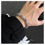 Blue Crystal Silver Woven Bracelet Unisex Trendy Jewelry - Image 7