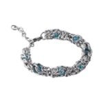 Blue Crystal Silver Woven Bracelet Unisex Trendy Jewelry - Image 6