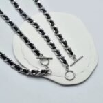 Black Silver Woven Chain Necklace Unisex Punk Jewelry - Image 4