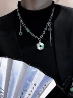 Oriental Dragon Jade Ring Tassel Necklace Unisex Couple Style - Image 5