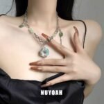 Oriental Dragon Jade Ring Tassel Necklace Unisex Couple Style - Image 4