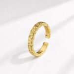 Gold Silver Hammered Open Ring Unisex Minimal Jewelry - Image 2