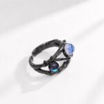 Black Silver Cat Eye Ring Unisex Dark Fashion Style - Image 2