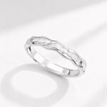 Minimal Shimmer Wave Ring Unisex Couple Style