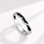 Minimal Shimmer Wave Ring Unisex Couple Style - Image 2