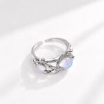 Black Silver Cat Eye Ring Unisex Dark Fashion Style