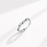 Silver Lava Texture Blue Stone Ring Unisex Dark Jewelry