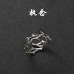 Silver Thorn Vine Ring Unisex Punk Jewelry - Image 4
