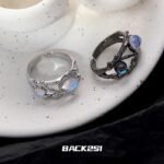 Black Silver Cat Eye Ring Unisex Dark Fashion Style - Image 6