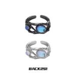 Black Silver Cat Eye Ring Unisex Dark Fashion Style - Image 5