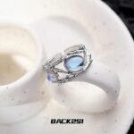 Black Silver Cat Eye Ring Unisex Dark Fashion Style - Image 4