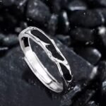 Minimal Shimmer Wave Ring Unisex Couple Style - Image 5