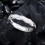 Minimal Shimmer Wave Ring Unisex Couple Style - Image 4